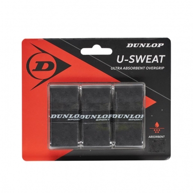 Dunlop Overgrip U Sweat 0.5mm - chłonny, chwytliwy - czarny - 3 sztuki